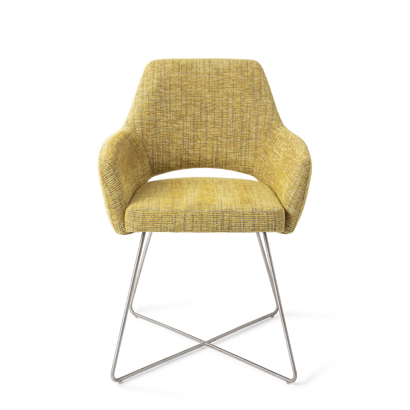 Jesper Home Eetkamerstoel 'Yanai' Cross Steel, kleur Lemon Lines