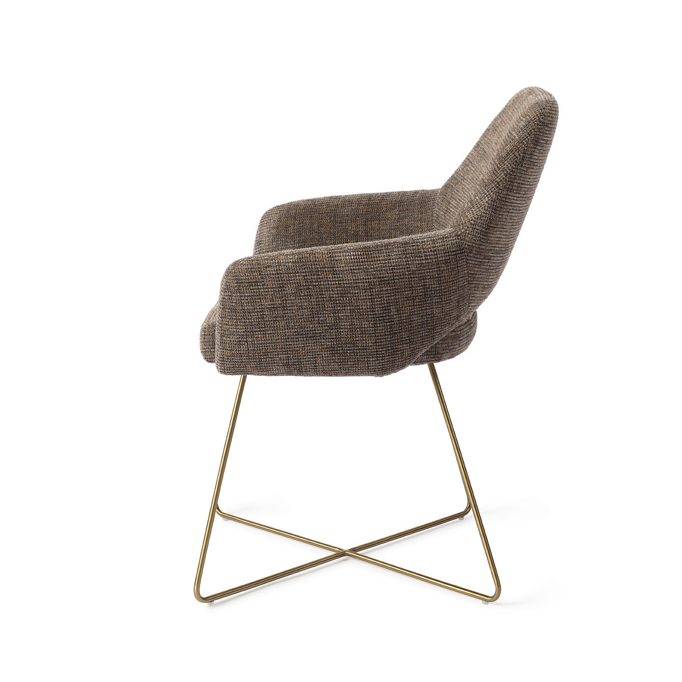Jesper Home Eetkamerstoel 'Yanai' Cross Gold, kleur Checked Chestnut