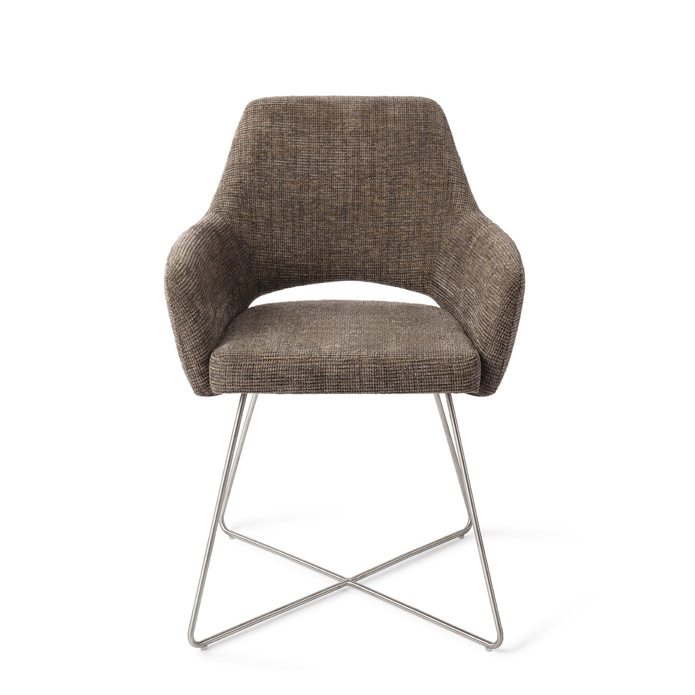 Jesper Home Eetkamerstoel 'Yanai' Cross Steel, kleur Checked Chestnut
