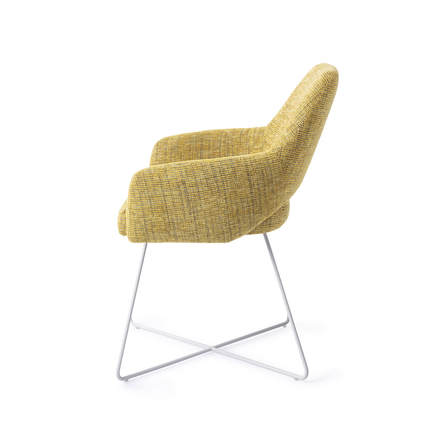 Jesper Home Eetkamerstoel 'Yanai' Cross White, kleur Lemon Lines