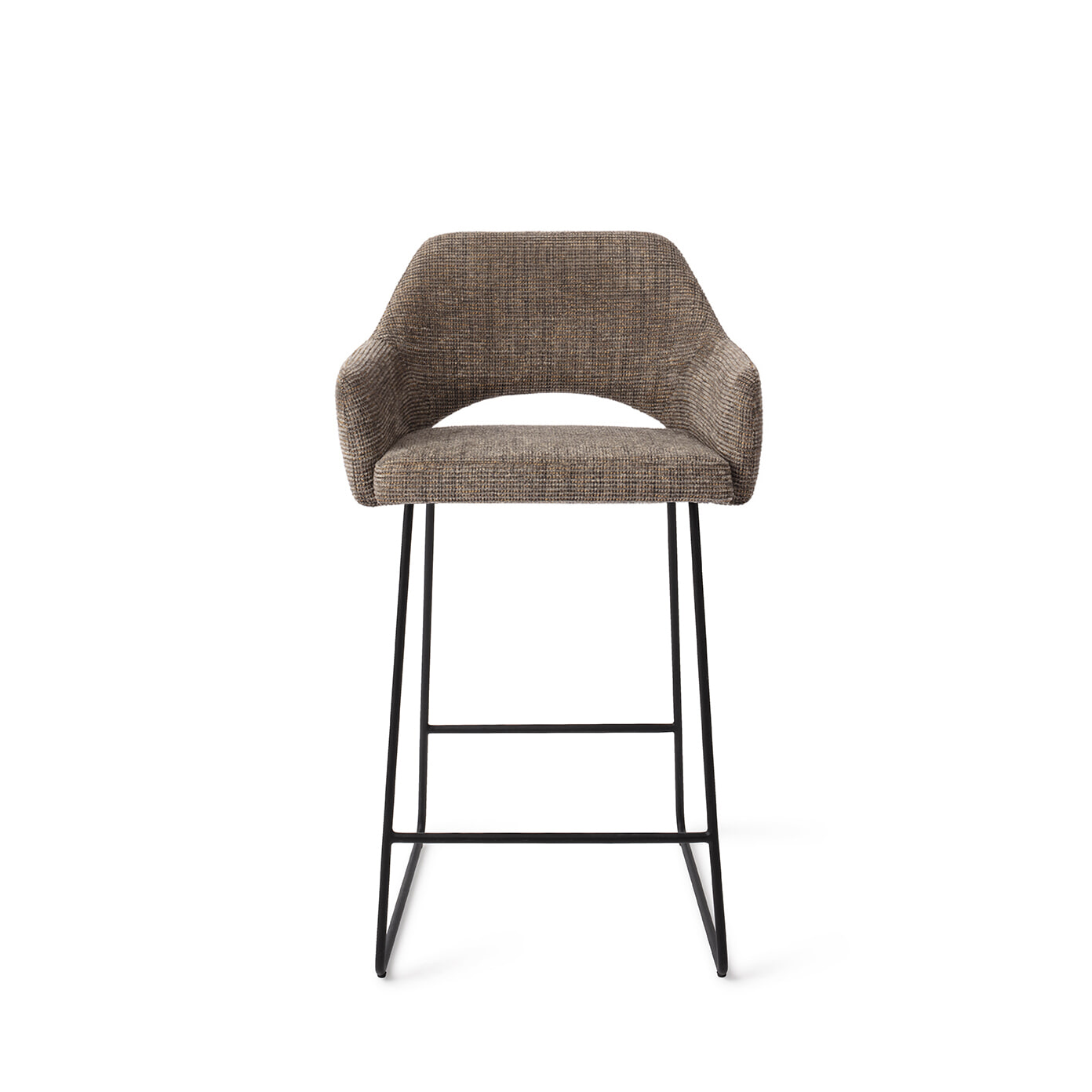 Jesper Home Barstoel 'Yanai' Slide Black, kleur Checked Chestnut (zithoogte 65cm)