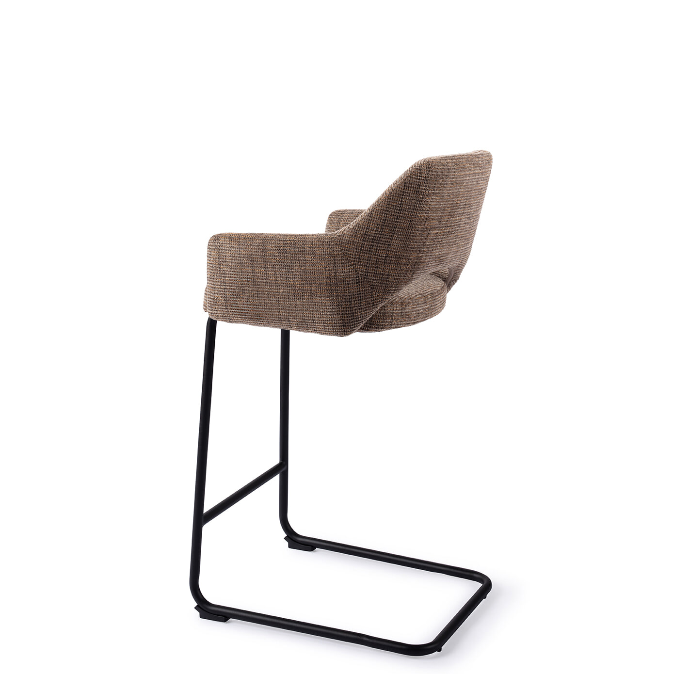 Jesper Home Barstoel 'Yanai' Arch Black, kleur Checked Chestnut (zithoogte 66cm)