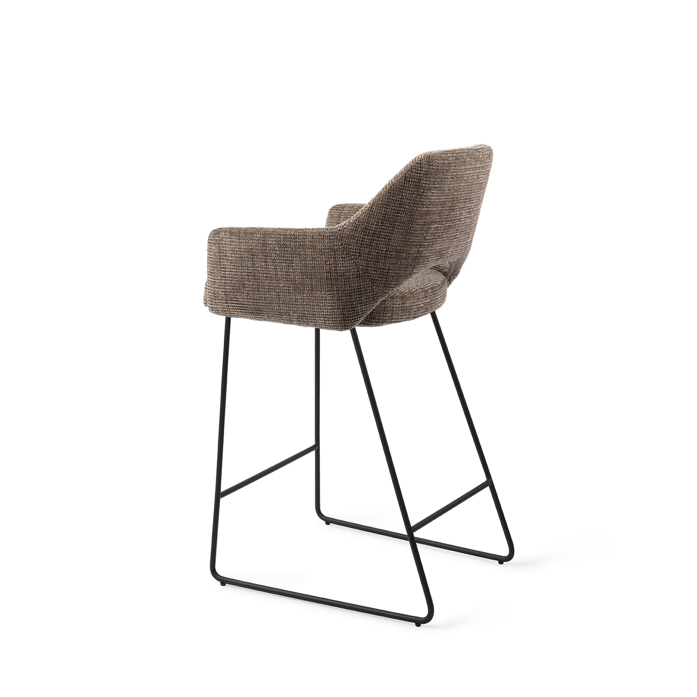 Jesper Home Barstoel 'Yanai' Slide Black, kleur Checked Chestnut (zithoogte 65cm)