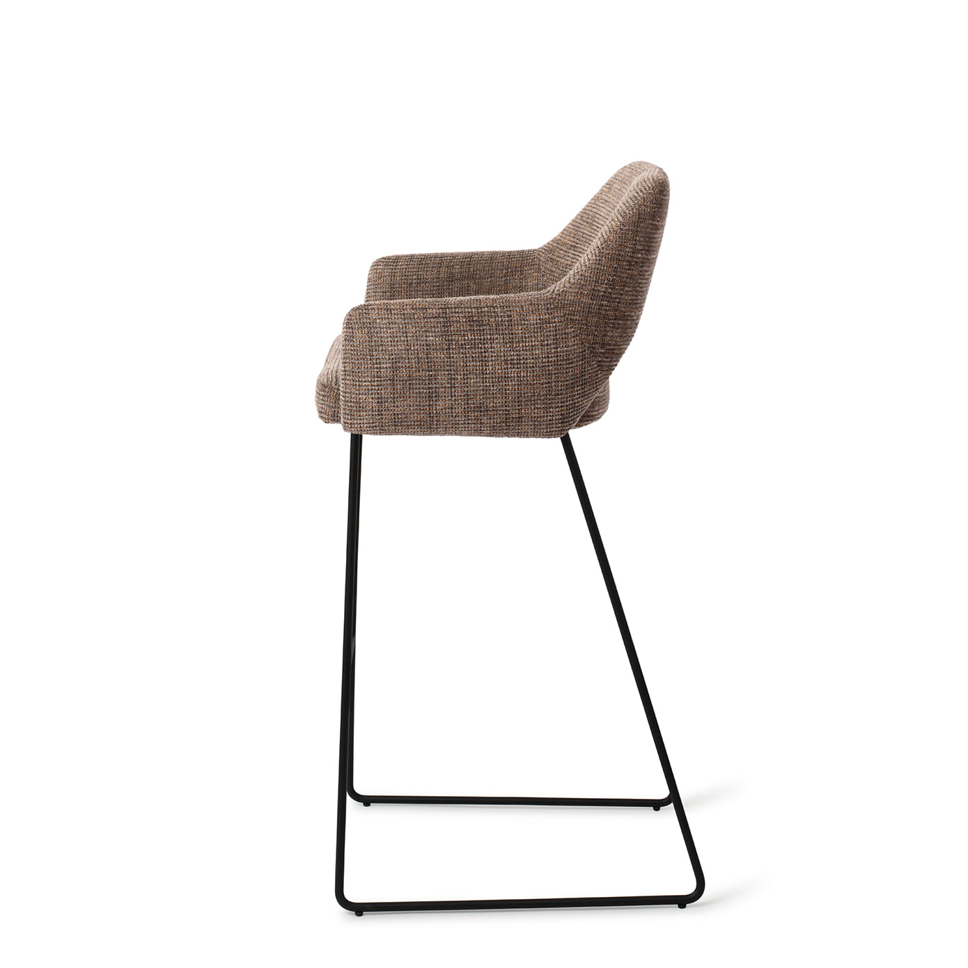 Jesper Home Barkruk 'Yanai' Slide Black, kleur Checked Chestnut (zithoogte 75cm)