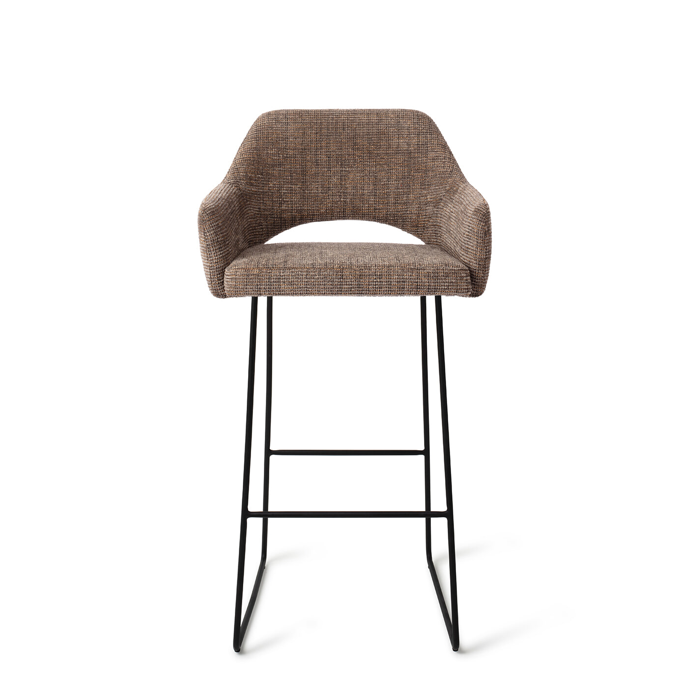 Jesper Home Barkruk 'Yanai' Slide Black, kleur Checked Chestnut (zithoogte 75cm)