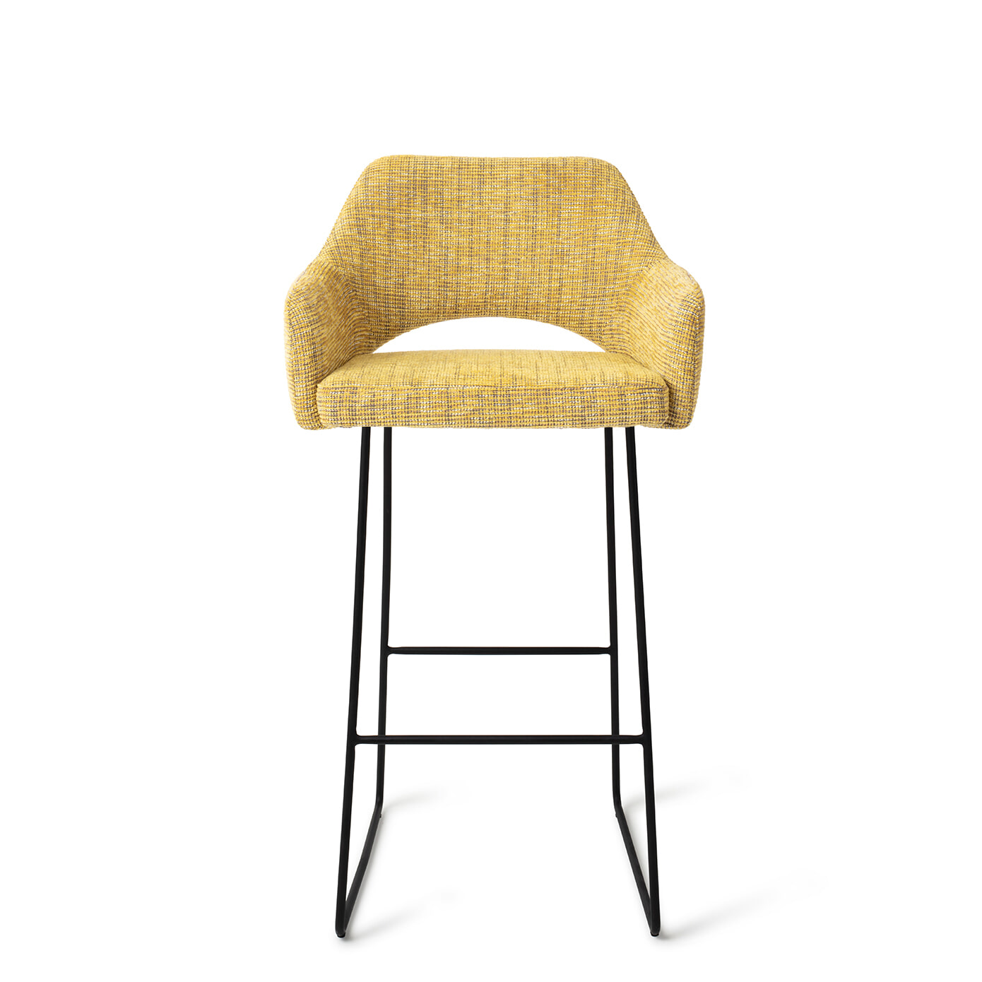Jesper Home Barkruk 'Yanai' Slide Black, kleur Lemon Lines (zithoogte 75cm)