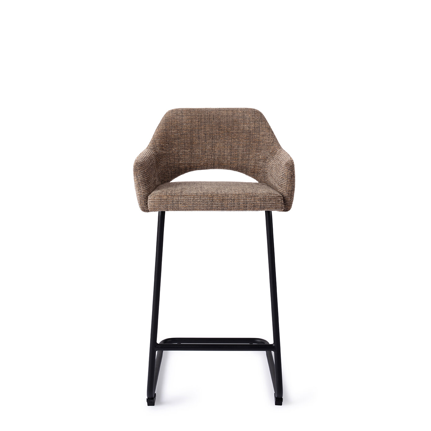 Jesper Home Barstoel 'Yanai' Arch Black, kleur Checked Chestnut (zithoogte 66cm)