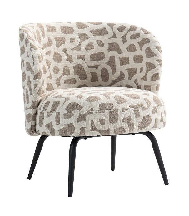 Light & Living Fauteuil Dieyda Grafische stof - Taupe/Beige