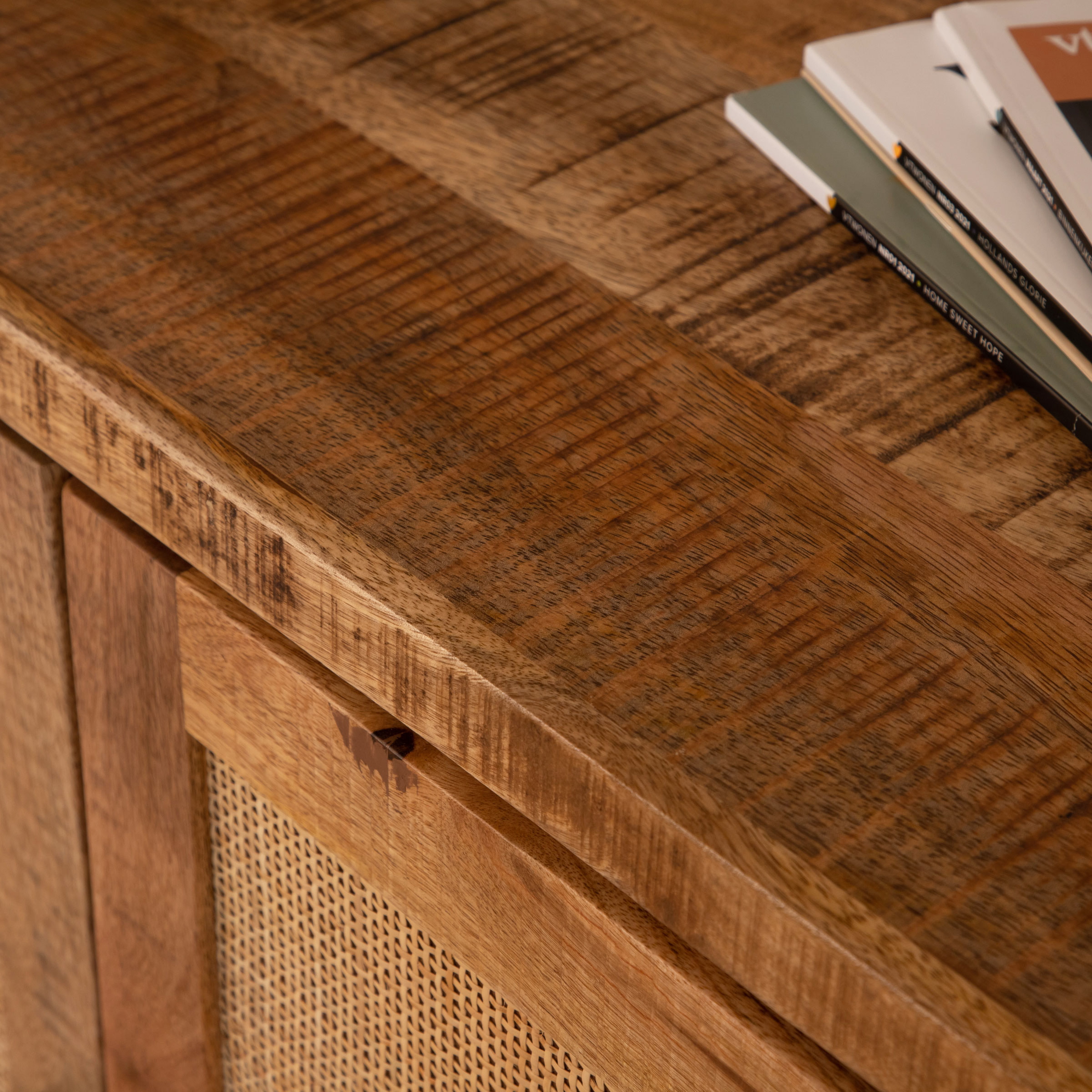 RENEW Dressoir 'Carini' Hout en Webbing, 200cm, kleur Naturel