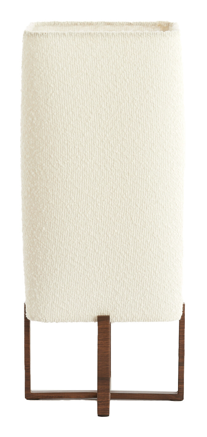 Light & Living Tafellamp Wyn Bouclé en houtlook, 50cm - Crème - Vierkant