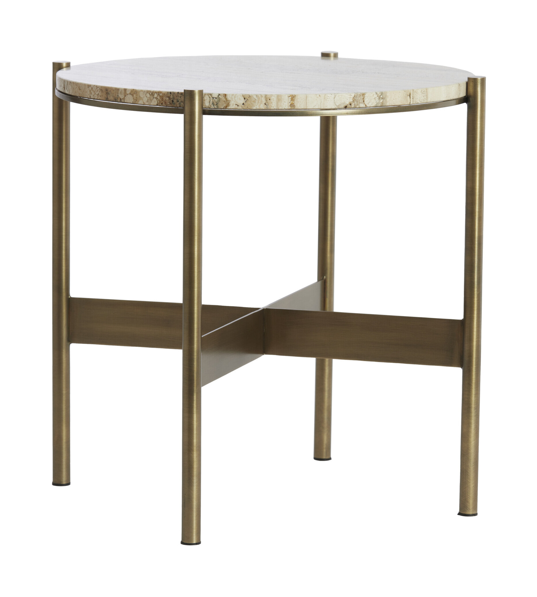 Light & Living Ronde Bijzettafel Macapa Travertin, Ø47cm - Crème