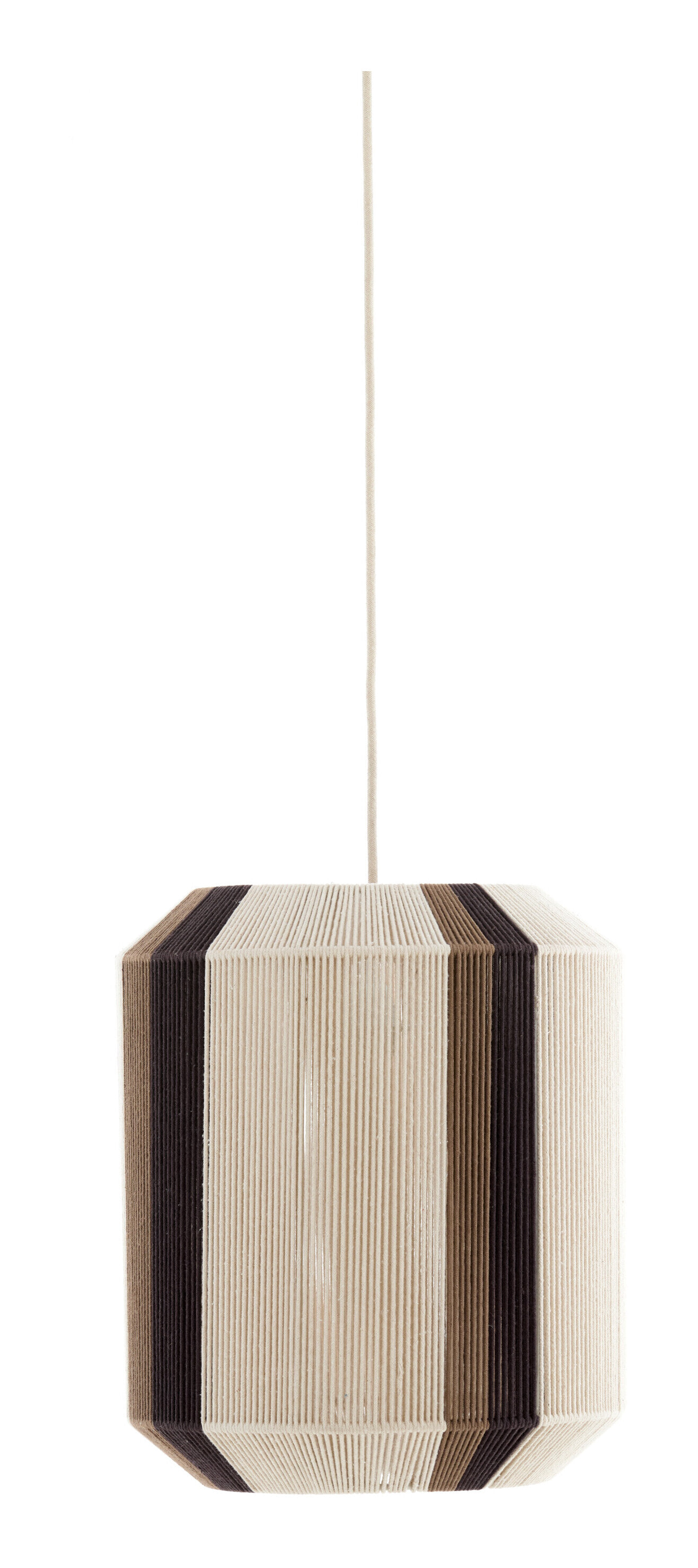 Light & Living Hanglamp Kozana Textiel, Ø36cm - Crème/Donkerbruin - Rond