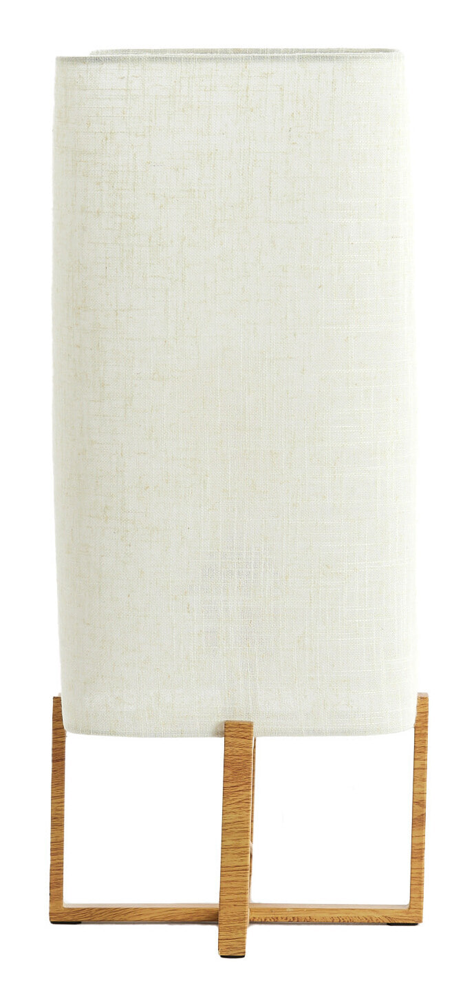 Light & Living Tafellamp Wyn Linnen en houtlook, 50cm - Crème - Vierkant