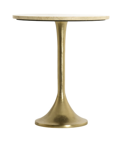 Light & Living Ronde Bijzettafel Tomar Marmerlook, Ø48cm - Beige,Goud