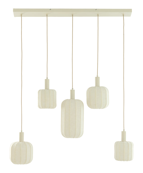 Light & Living Hanglamp Tufia 5-lamps, Linnen - Crème