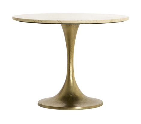 Light & Living Ronde Bijzettafel Tomar Marmerlook, Ø59cm - Beige,Goud