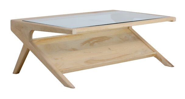 Light & Living Salontafel Yuki Mangohout & Glas, 112 x 70cm - Naturel