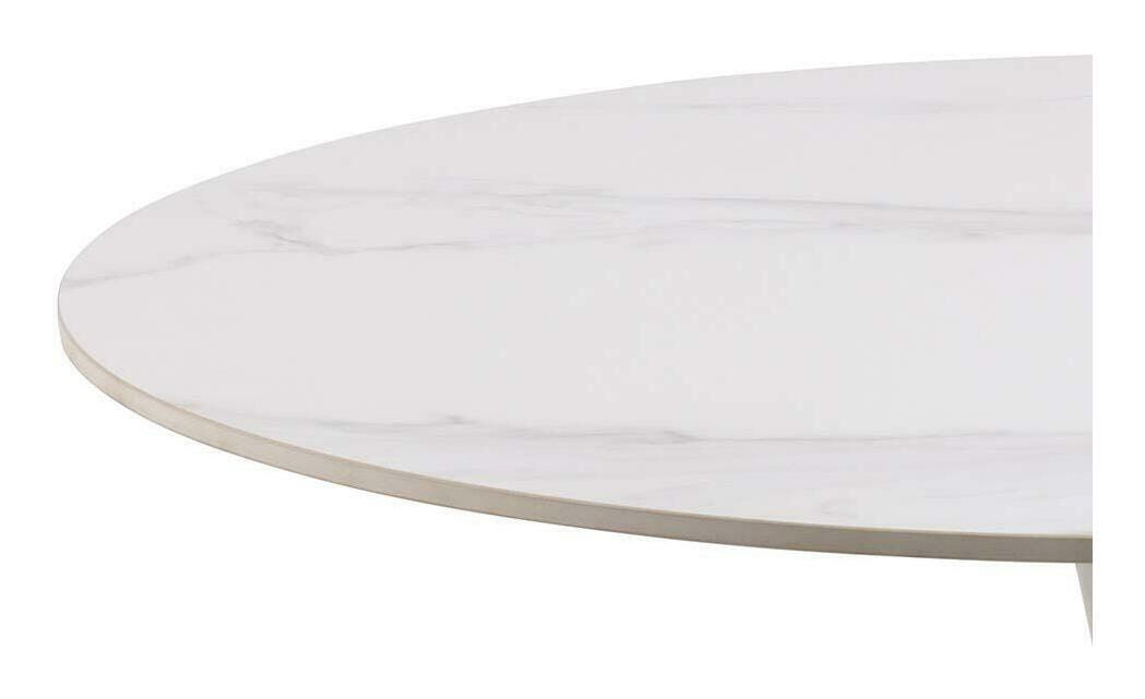 Bendt Ronde Bistrotafel 'Tempest' Keramiek met marmerlook, 90cm, kleur Wit