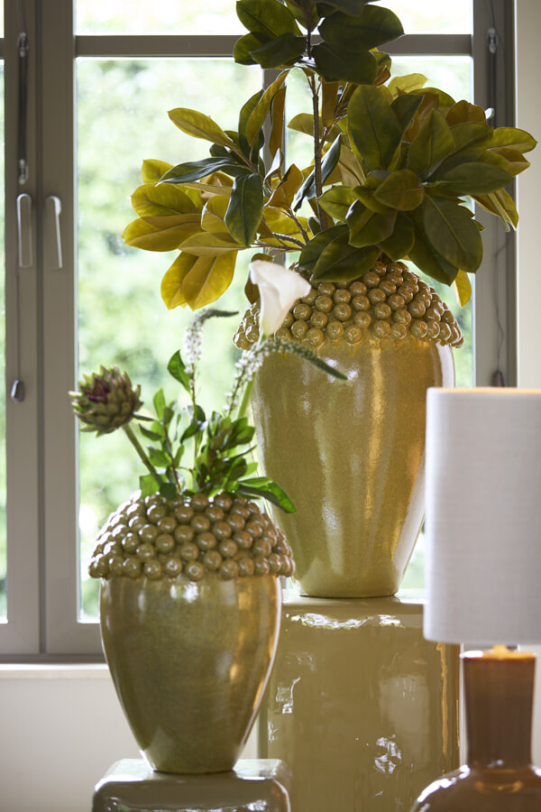Light & Living Vaas Lovro Keramiek, 44cm - Olijfgroen - Rond