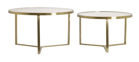 Light & Living Ronde Salontafel Serelle Glas en metaal, Set van 2 stuks - Bruin