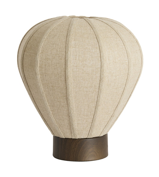 Light & Living Tafellamp Kyzo Linnen en houtlook, 36cm hoog - Naturel - Rond