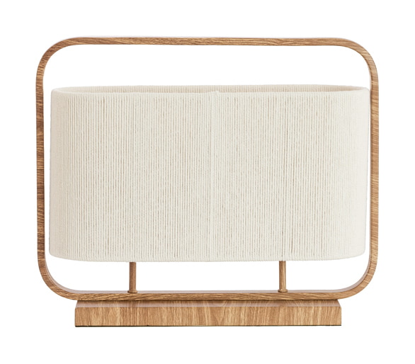 Light & Living Tafellamp Lecce Touw en naturel houtlook, 2-lamps - Crème