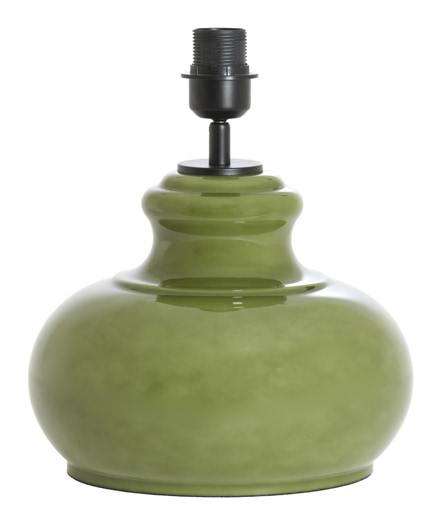Light & Living Lampvoet Verde Glas, 33cm - Olijfgroen (excl. kap) - Rond