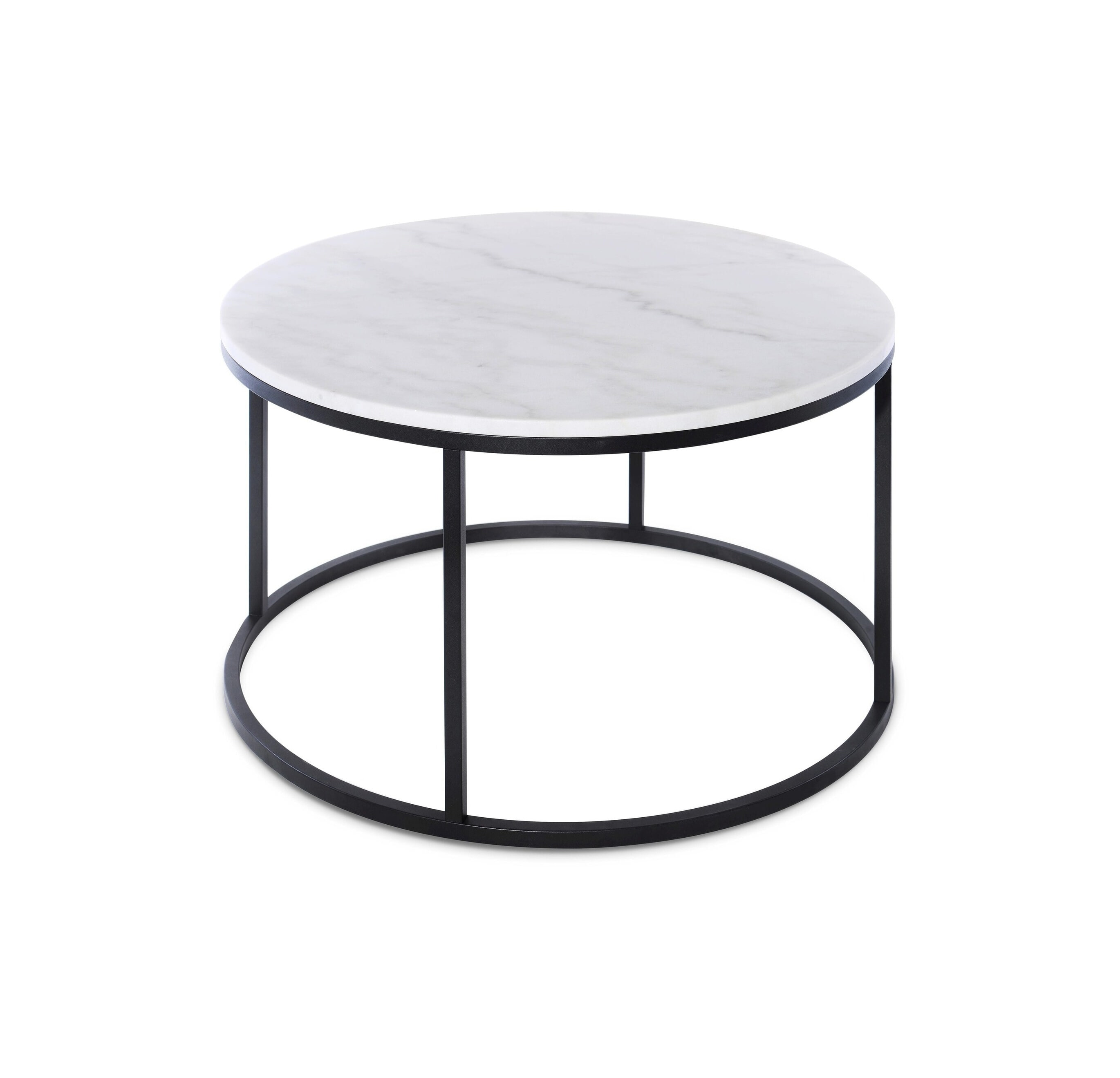 Artistiq Ronde Salontafel 'Yorick' Wit Marmer en Staal,  Ø85cm