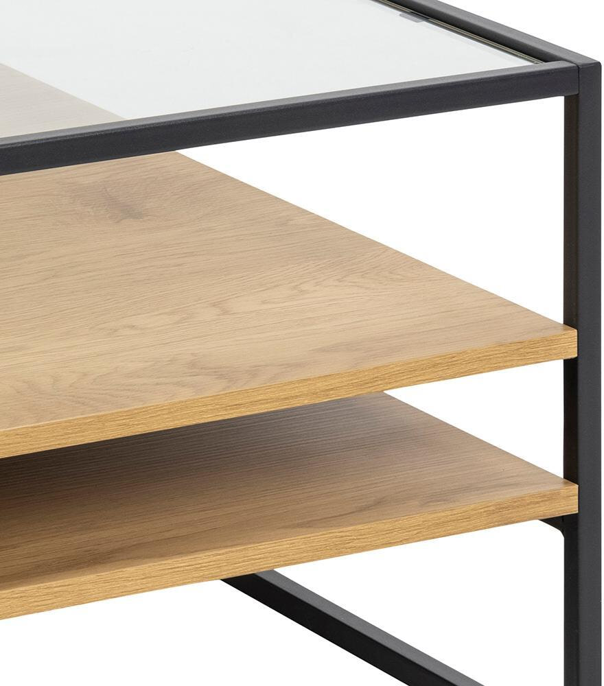 Bendt Salontafel 'Maikel' Eiken en glas, 80 x 80cm