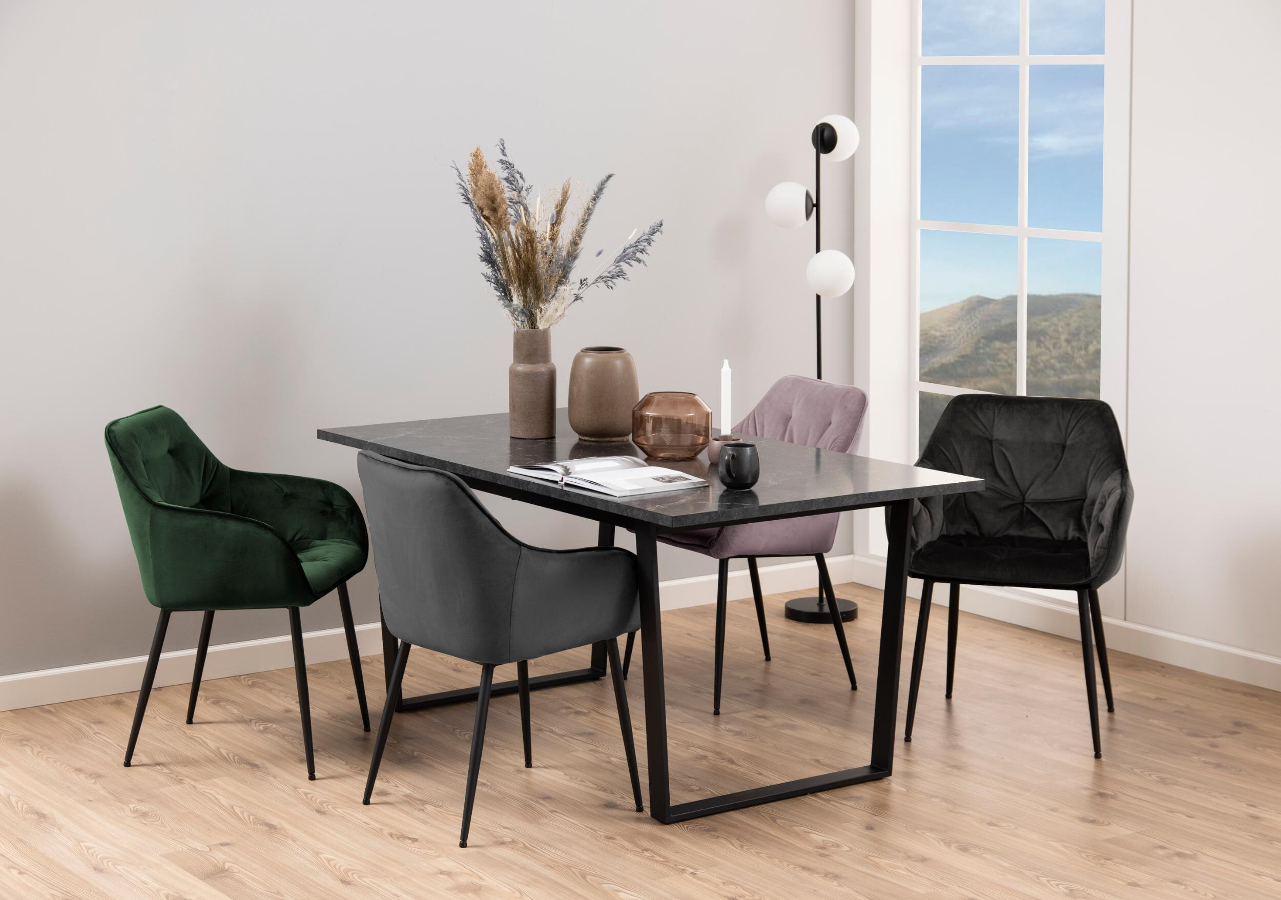 Bendt Eetkamerstoel 'Loren' Velvet, kleur Grey/Brown