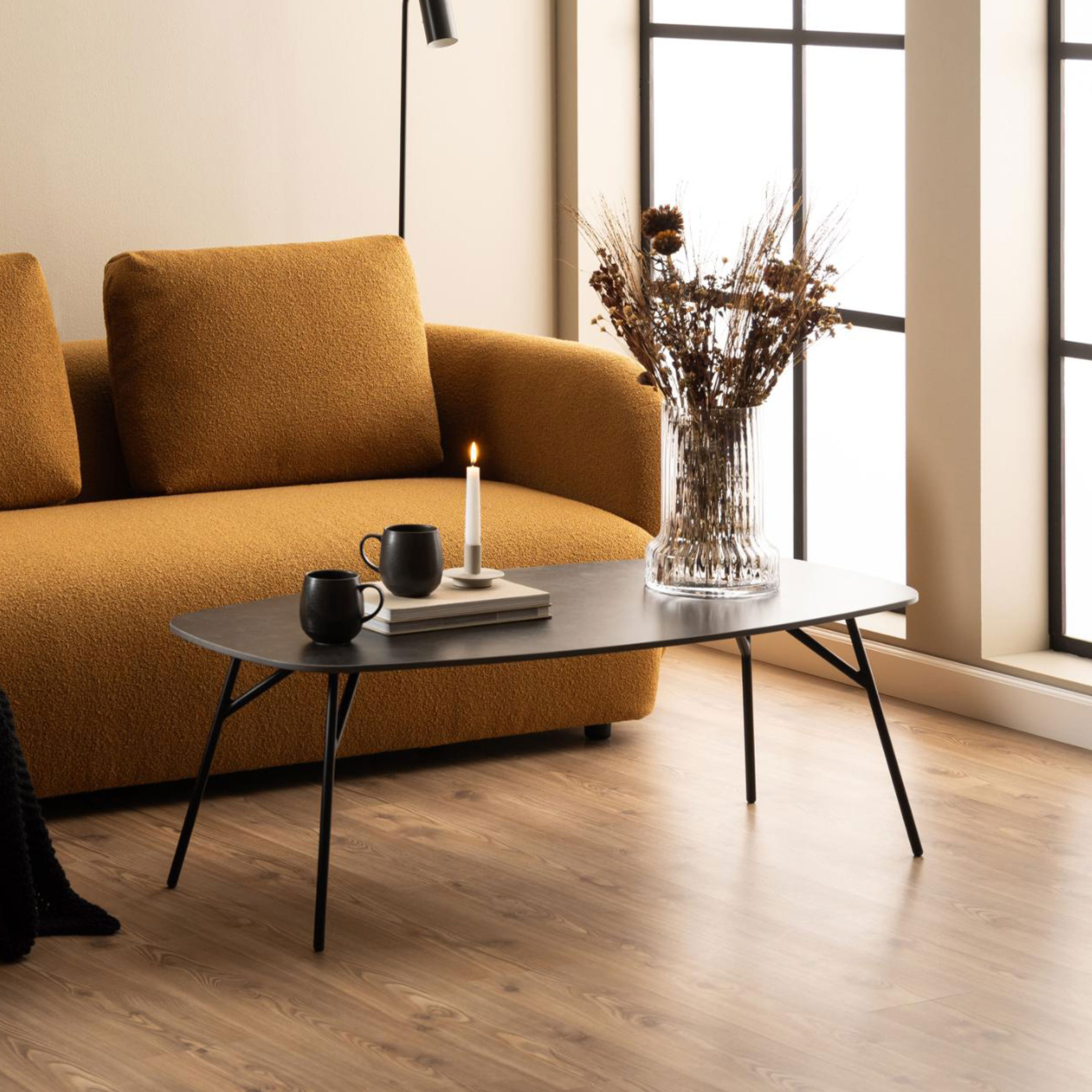 Bendt Salontafel Kiyomi Deens ovaal, Keramiek, 120 x 60cm - Zwart