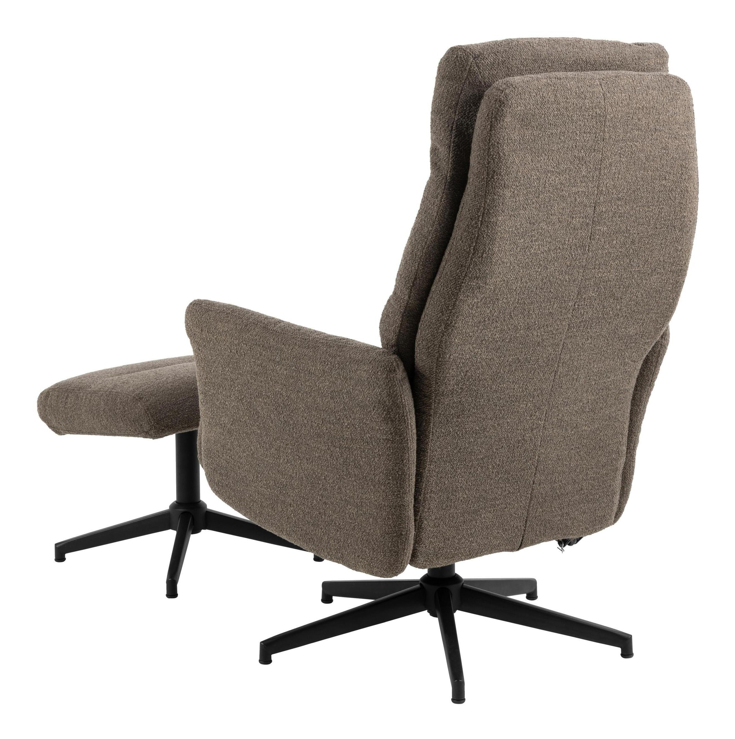 Bendt Relaxfauteuil 'Talisha' Met voetenbank, Bouclé, kleur Taupe