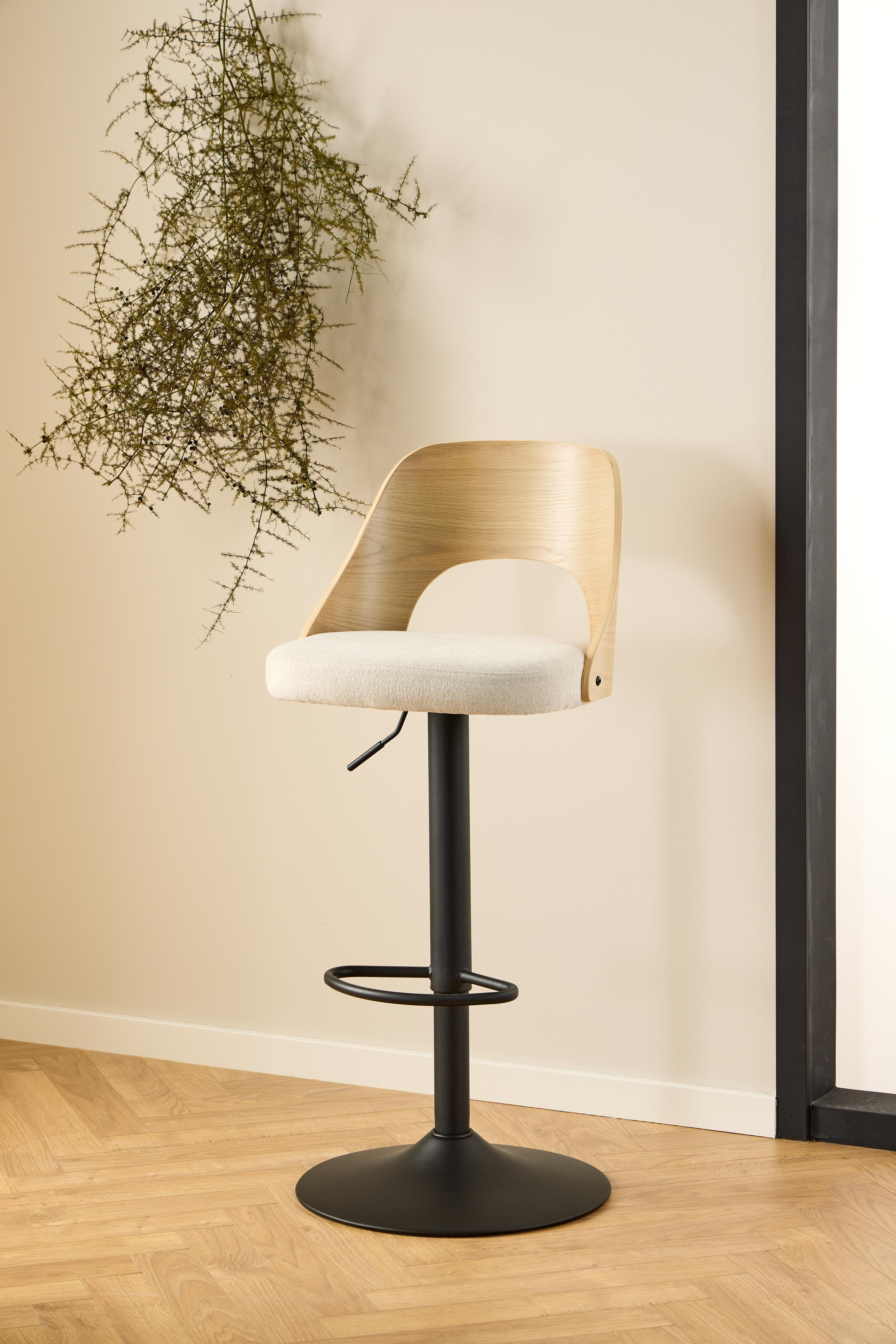 Bendt Draaibare Barkruk 'Vila' kleur Beige/Naturel (zithoogte 62-84cm)