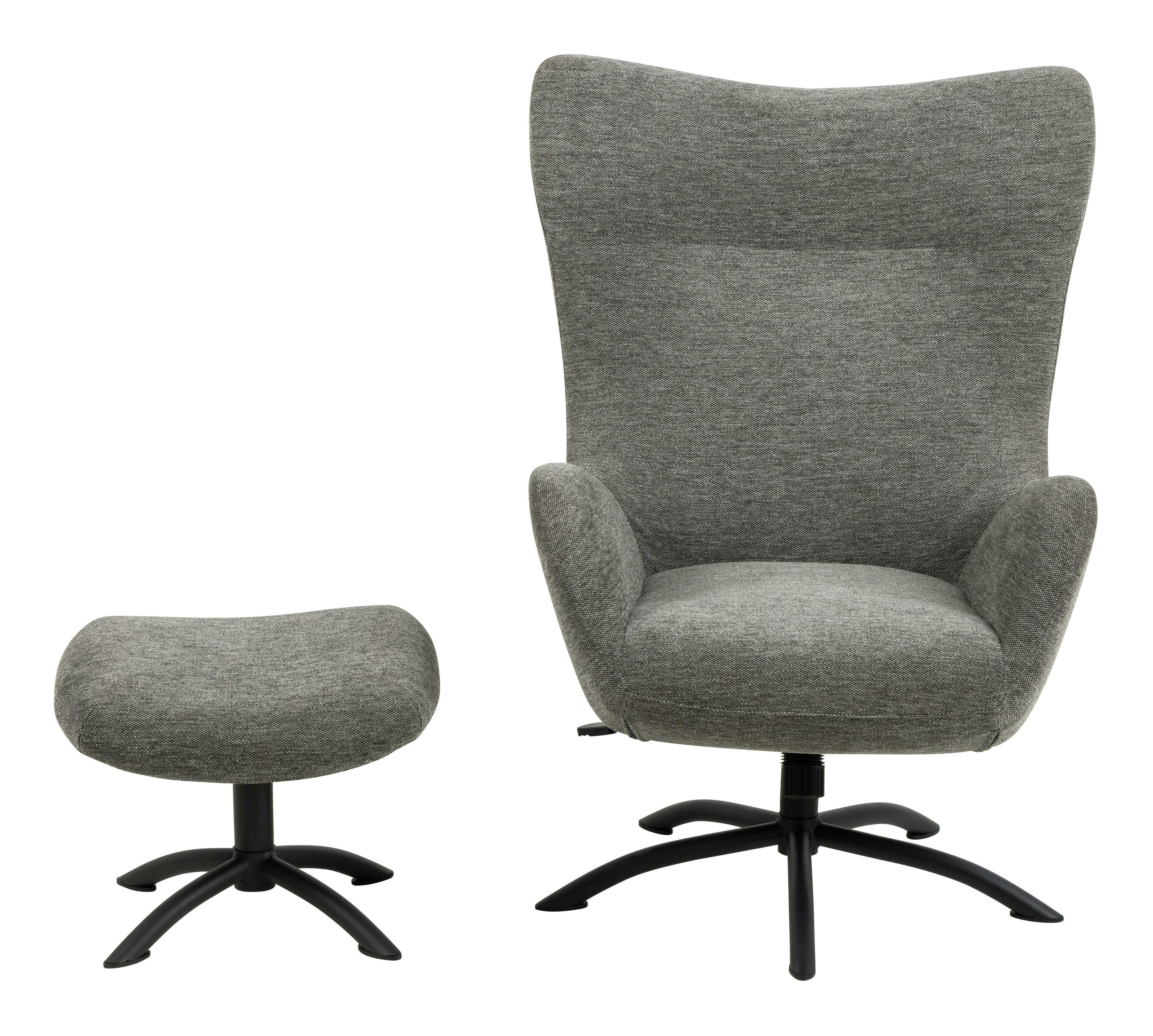Bendt Draaifauteuil 'Keaton' met voetenbankje, kleur Donkergrijs