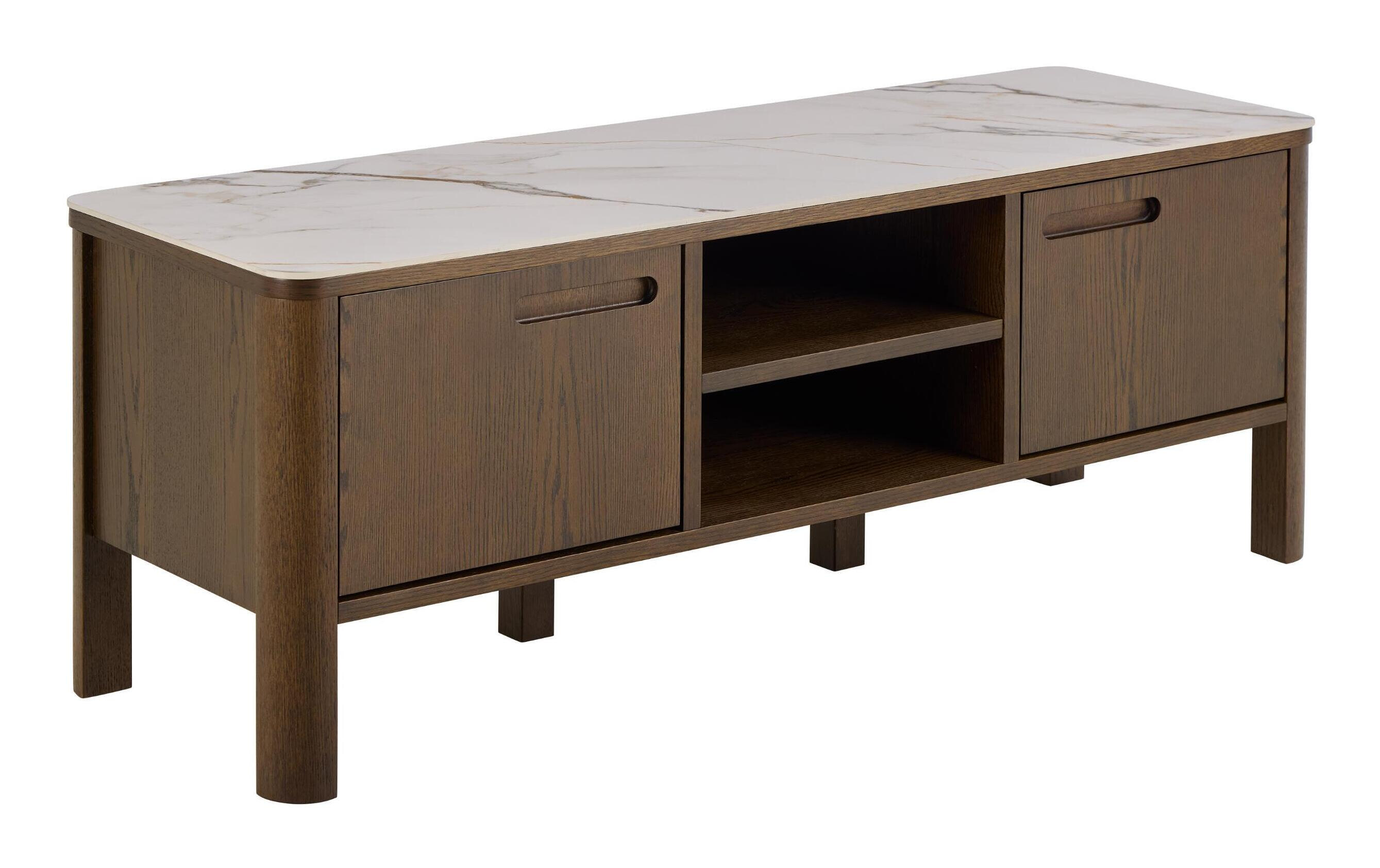 Bendt TV-meubel Jawana Marmerlook en eikenfineer, 120cm - Beige