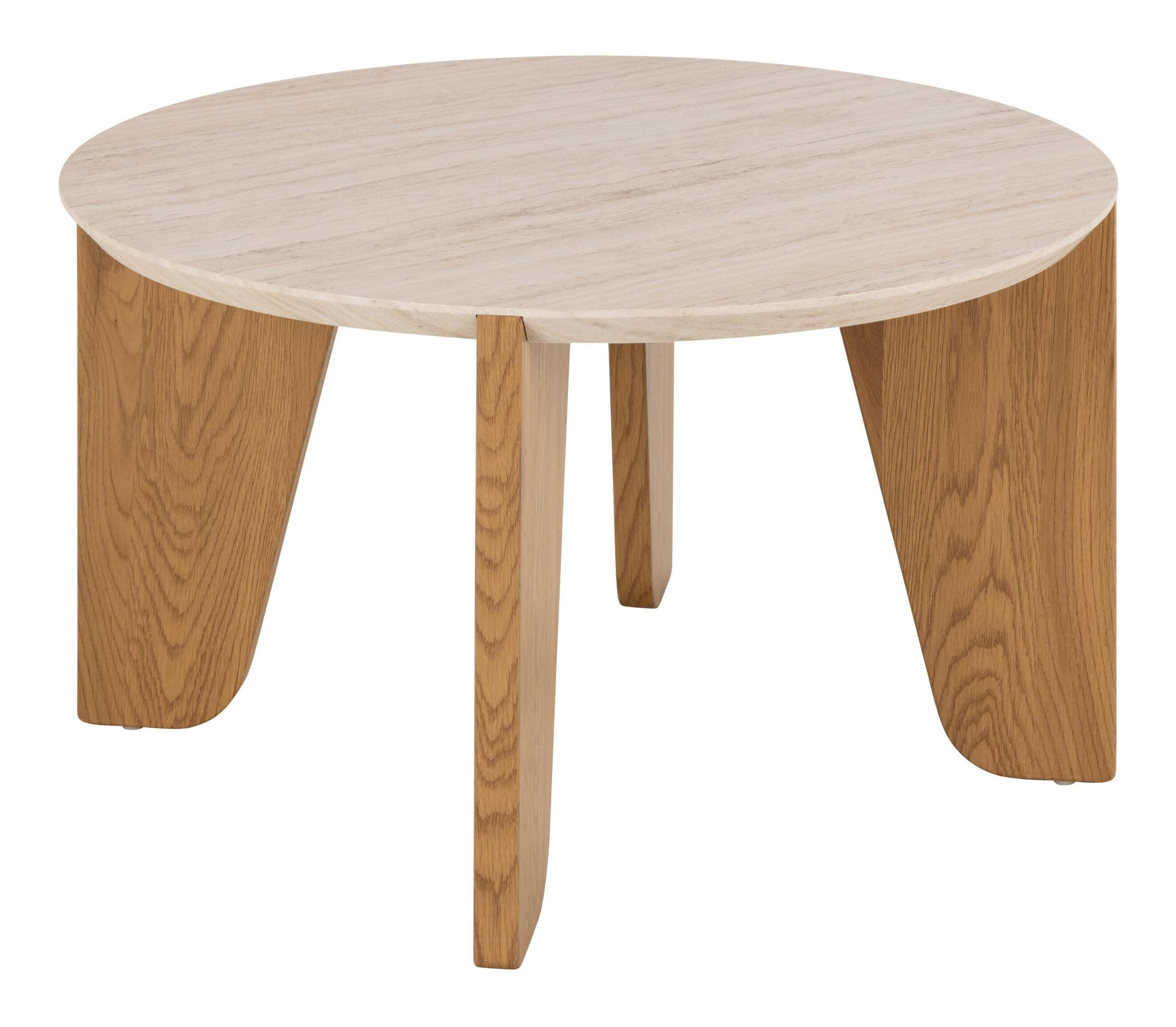 Bendt Ronde Salontafel Mikeya Travertin look, 80cm - Beige