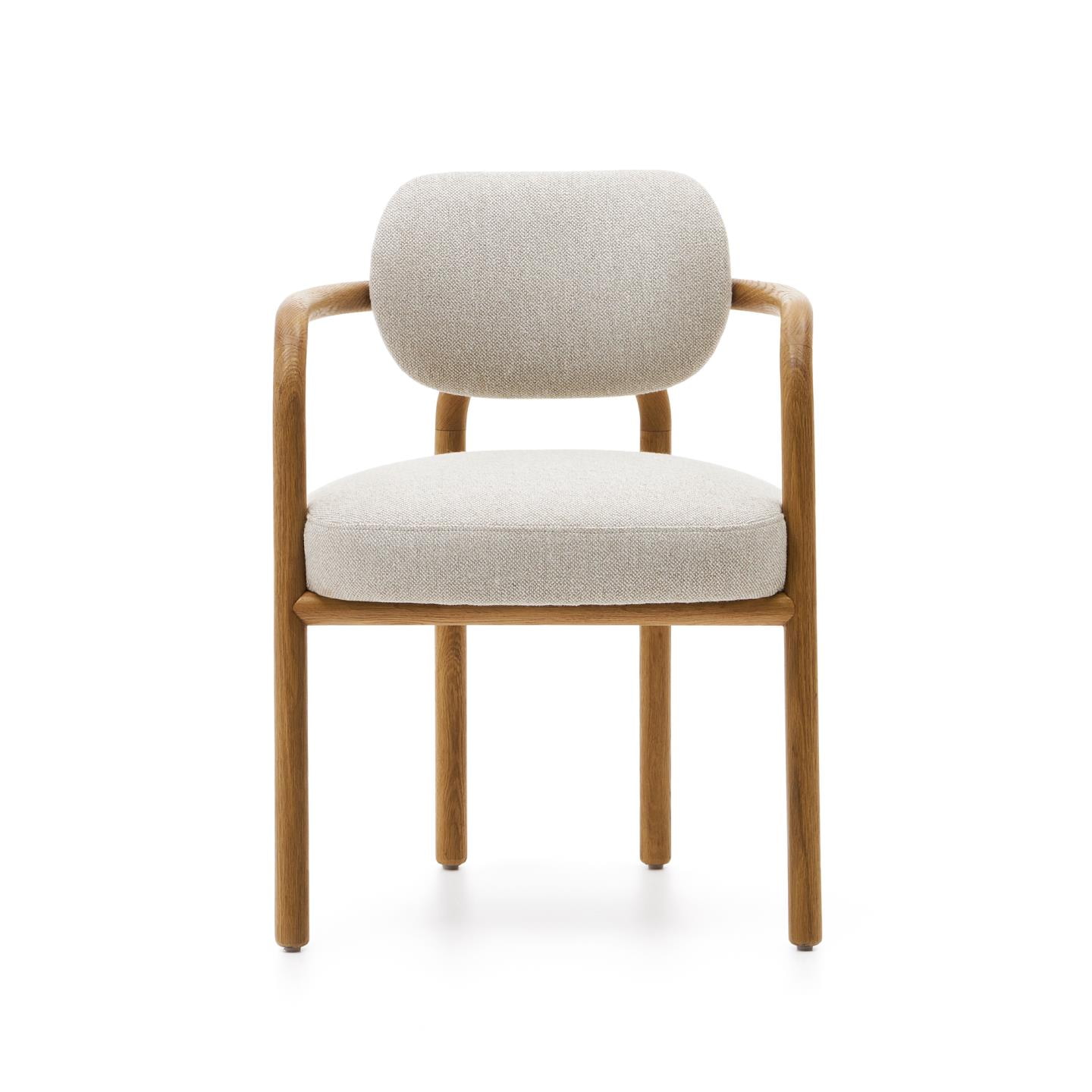 Kave Home Eetkamerstoel 'Melqui' Eikenhout, kleur Beige