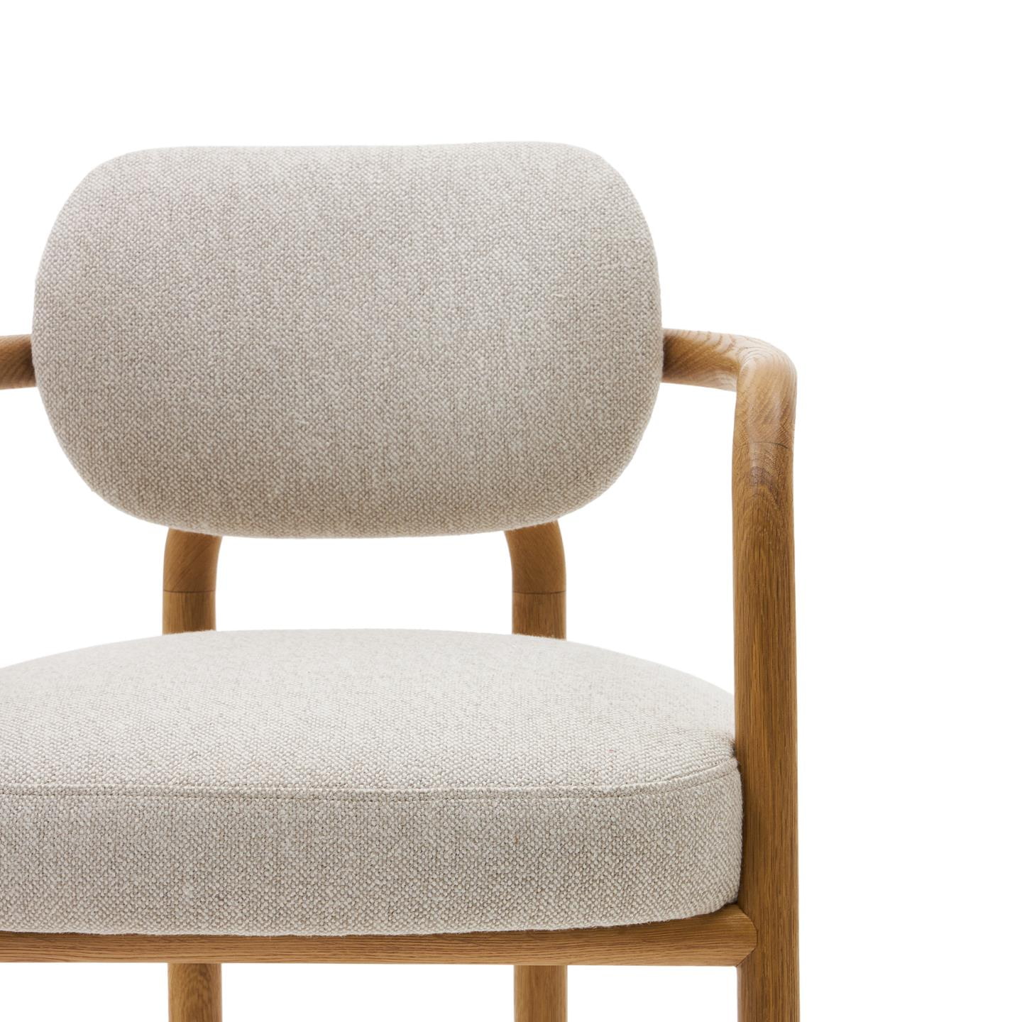 Kave Home Eetkamerstoel 'Melqui' Eikenhout, kleur Beige