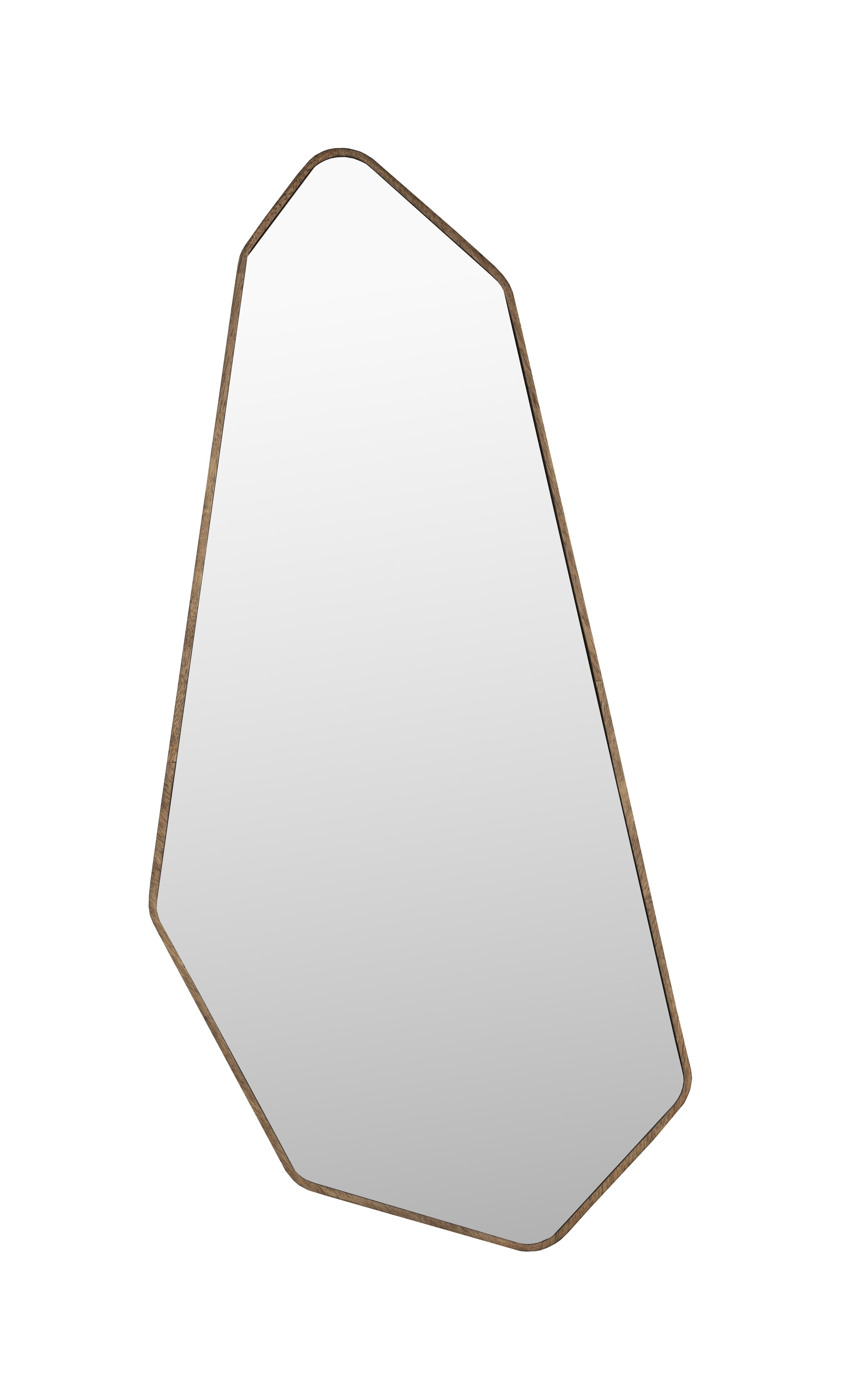 Dutchbone Organische Spiegel Basil Rubberhout, 90 x 40cm - Bruin - Japandi