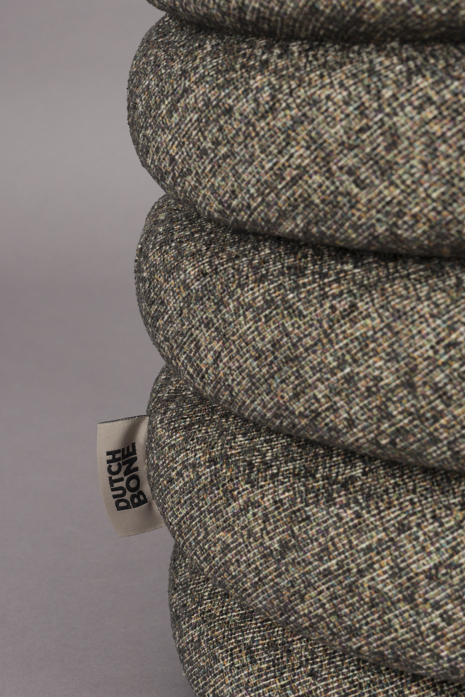 Dutchbone Poef 'Fern' Bouclé, kleur Zwart