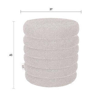 Dutchbone Poef 'Fern' Bouclé, kleur Zwart