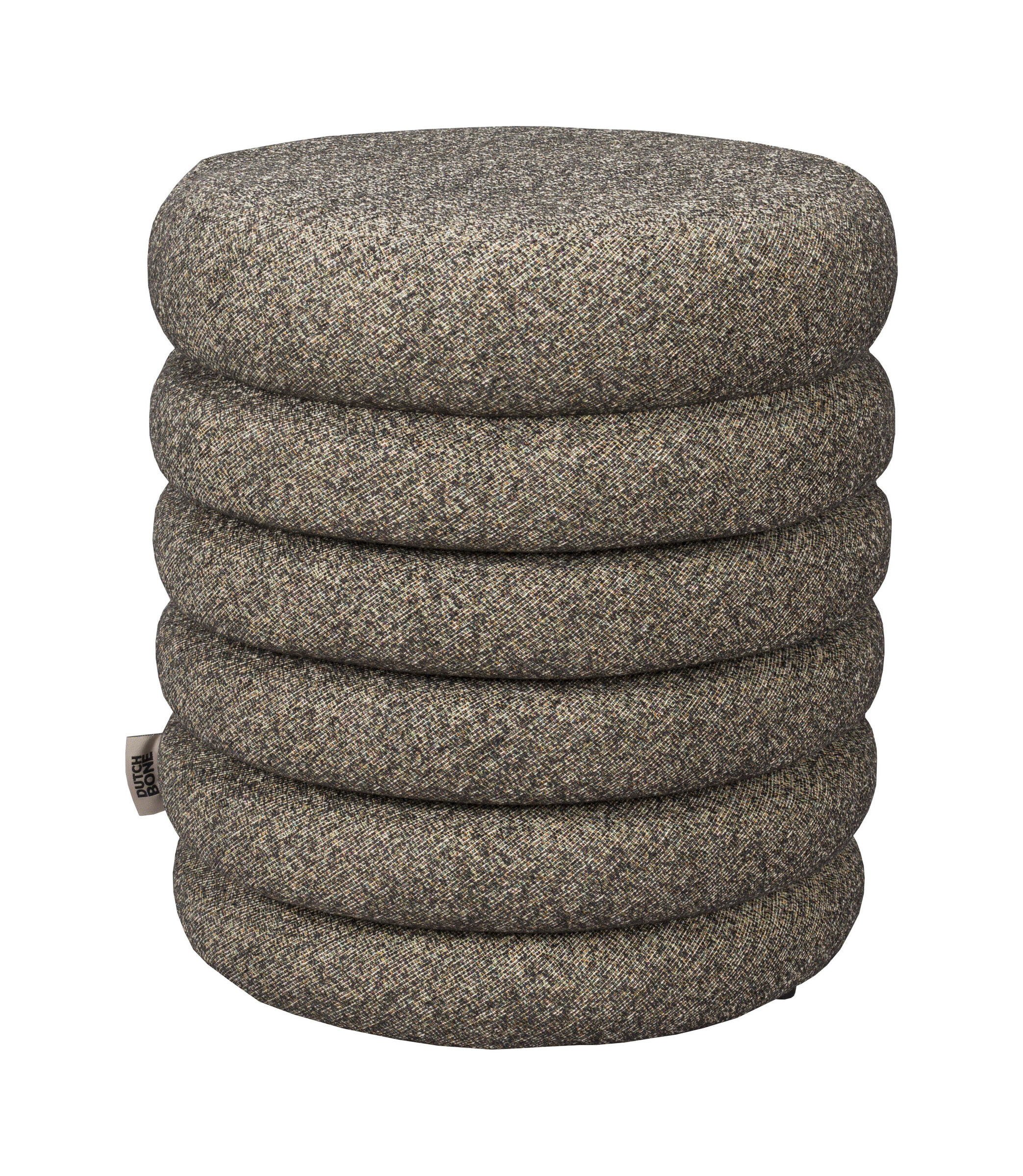 Dutchbone Poef 'Fern' Bouclé, kleur Zwart
