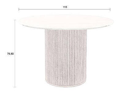 Dutchbone Ronde Eettafel 'Arda' Walnoot en travertin, 115cm
