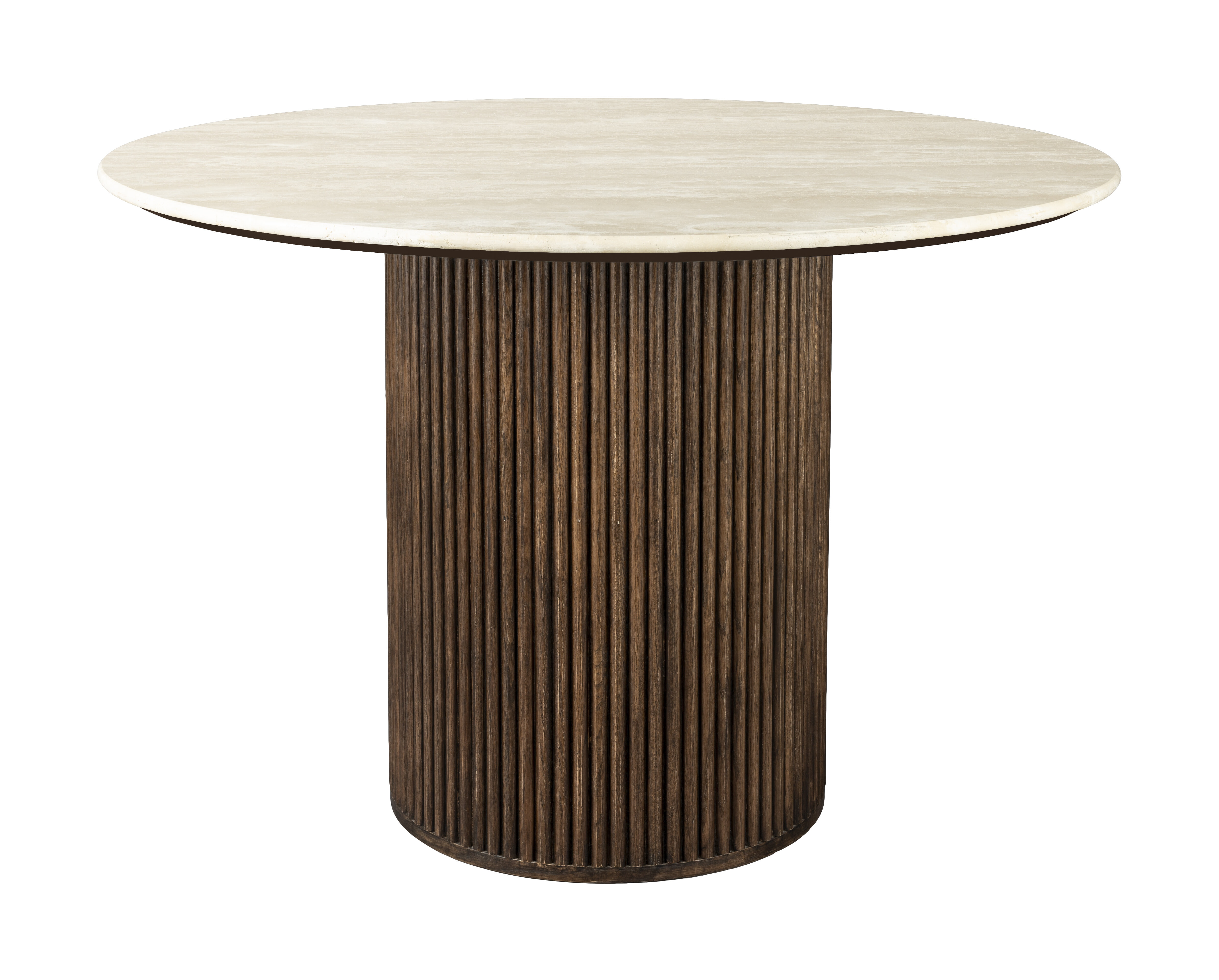 Dutchbone Ronde Eettafel 'Arda' Walnoot en travertin, 115cm