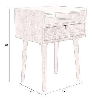 Dutchbone Nachtkastje 'Arda' Walnoot en travertin, Met 1 lade