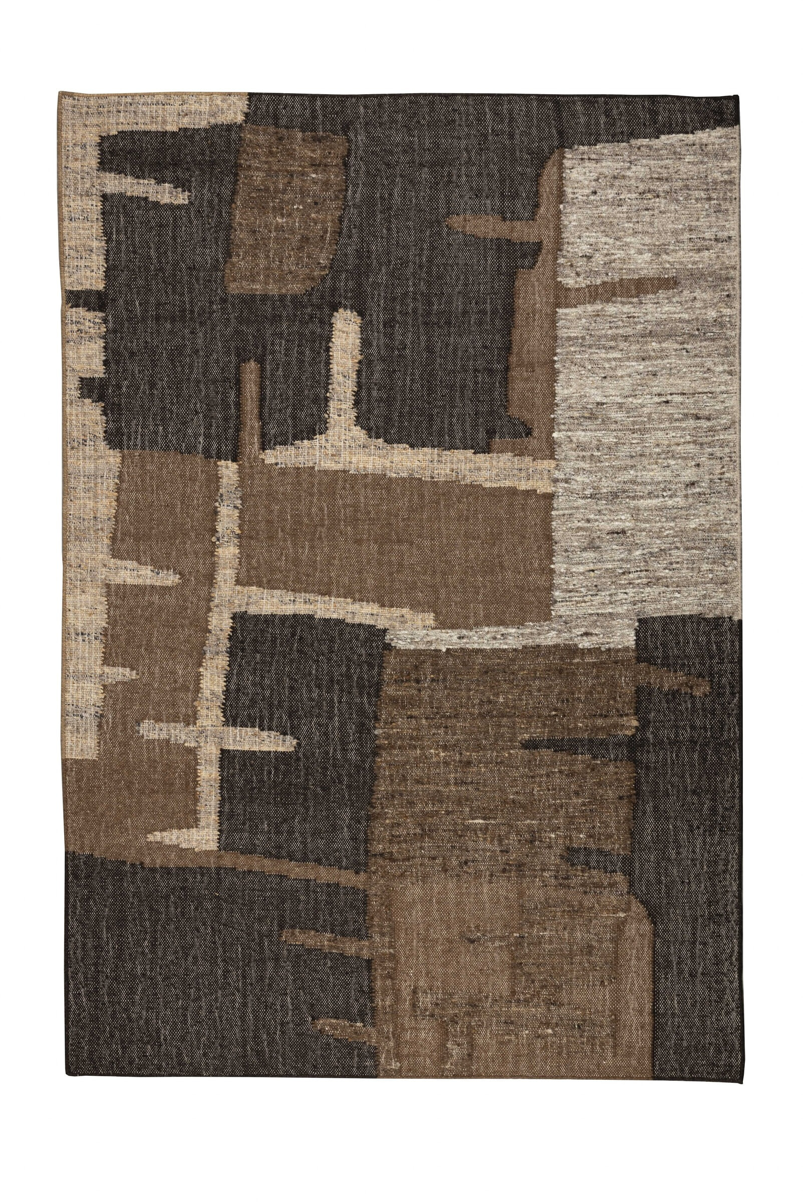 Dutchbone Vloerkleed 'Briton' Wol en jute, 200 x 300cm, kleur Bruin