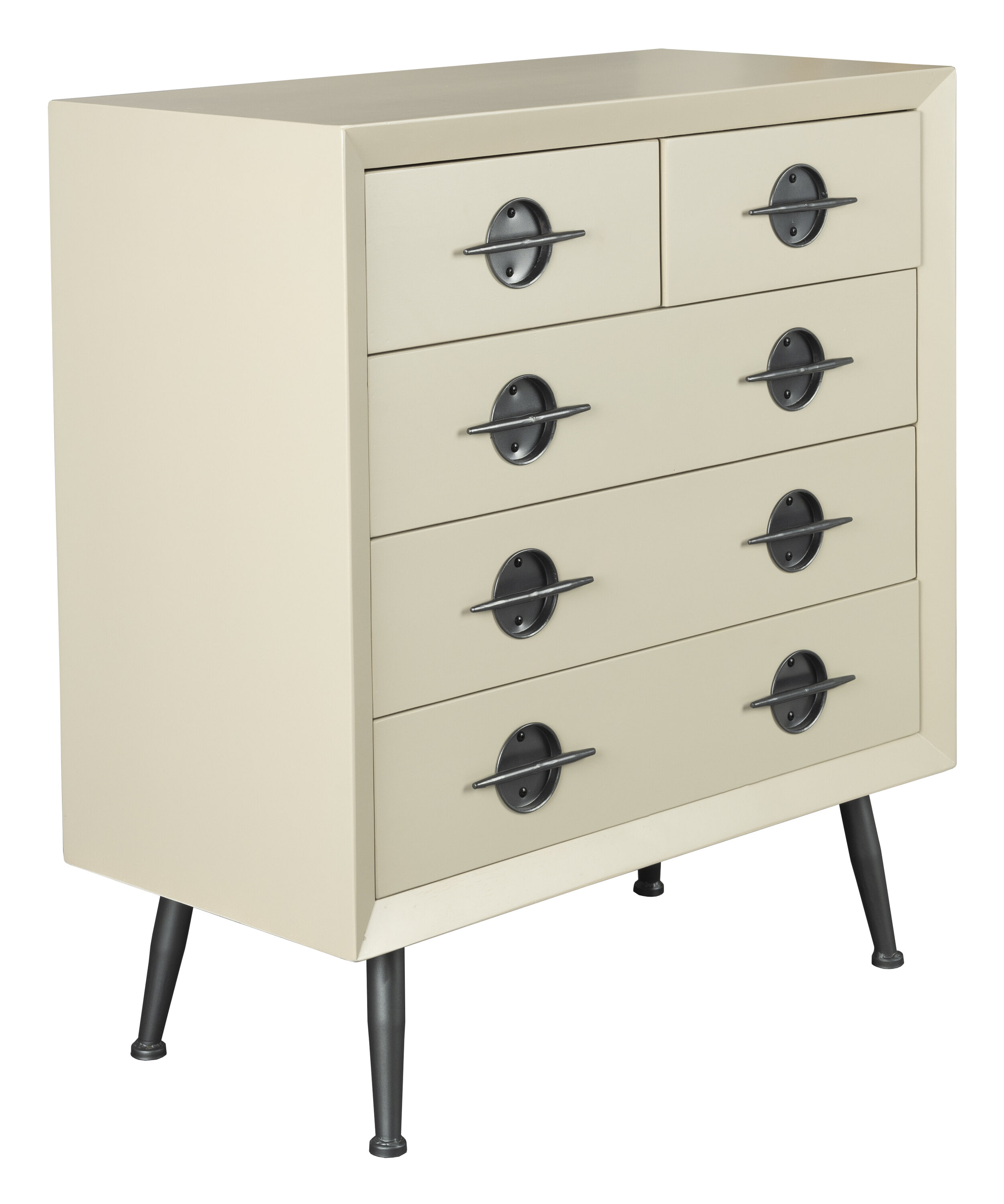 Dutchbone Ladekast 'Edson' Rubberhout, Met 5 laden