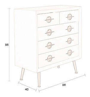 Dutchbone Ladekast 'Edson' Rubberhout, Met 5 laden