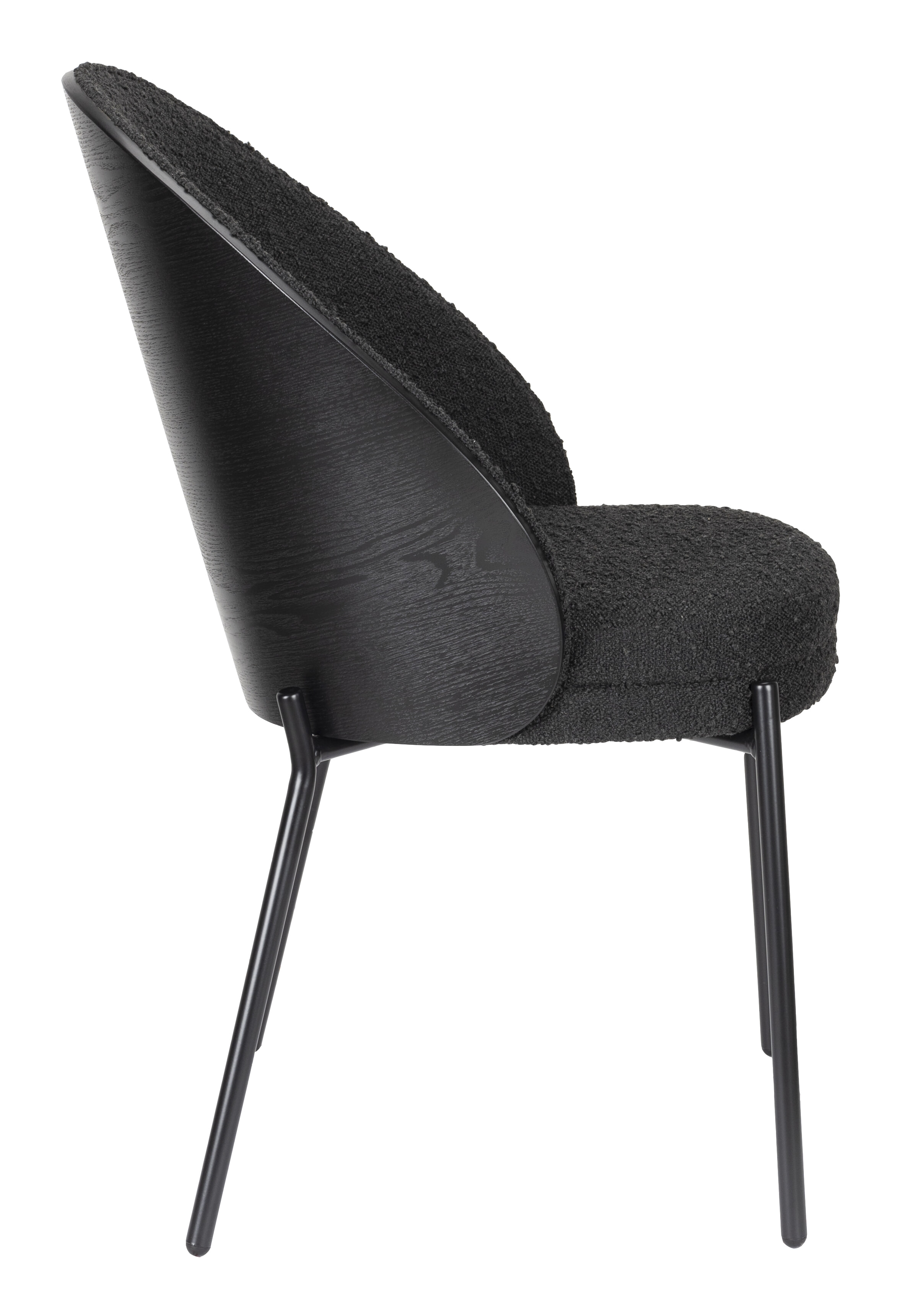 Dutchbone Eetkamerstoel 'Rodin' Essenhout en bouclé, kleur Zwart