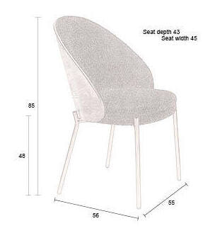 Dutchbone Eetkamerstoel 'Rodin' Essenhout en bouclé, kleur Zwart